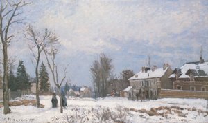 El camino de Versalles a Saint-Germain, Louveciennes, efecto de nieve de Camille Jacob Pissarro